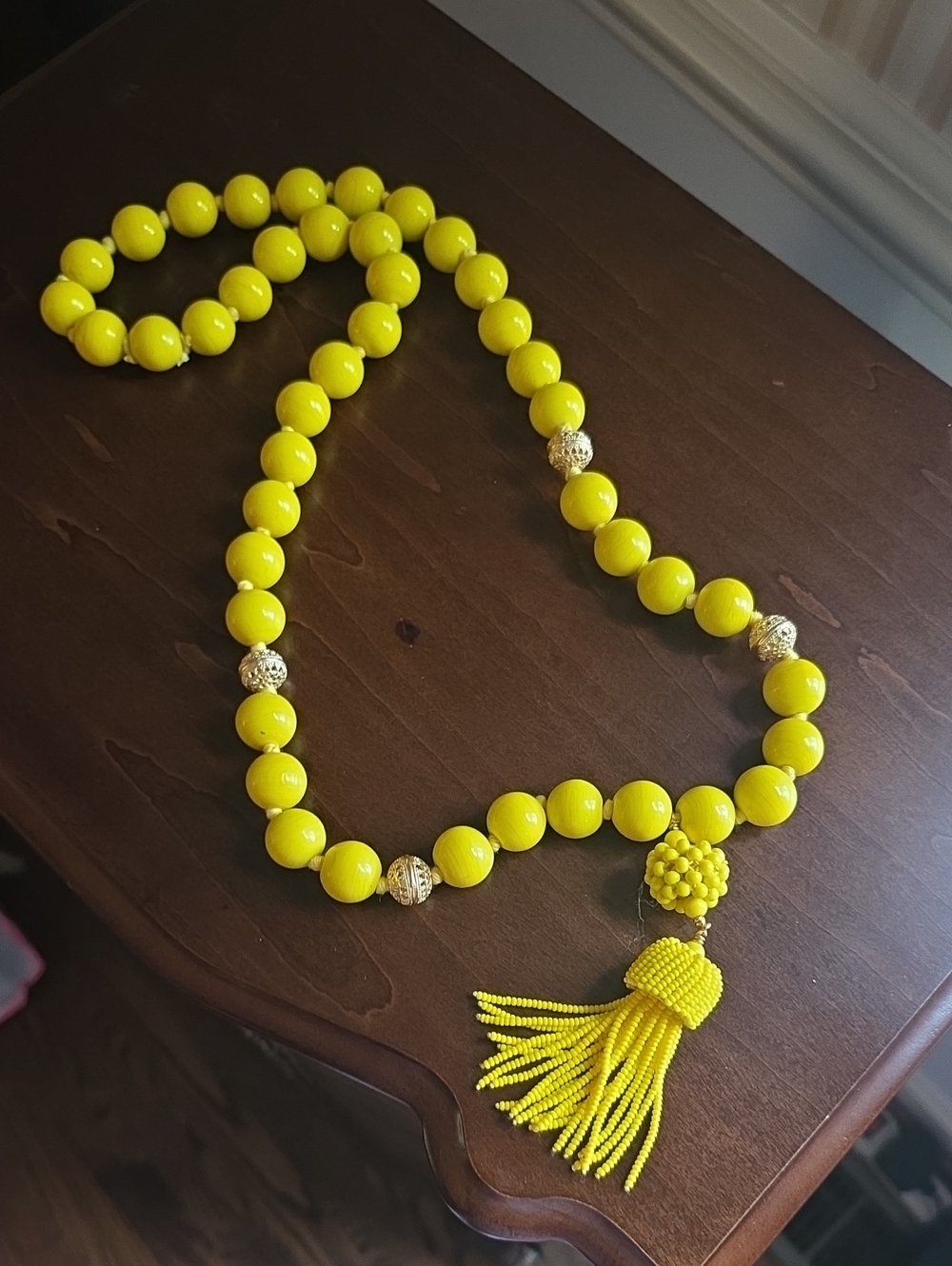 Lisi Lerch Yellow Beaded Tassel Necklace